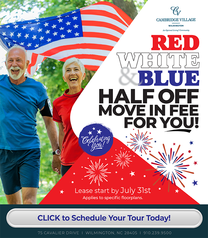 Red, White & Blue Half Off Move In Fee For You! Click to Schedule Your Tour Today!